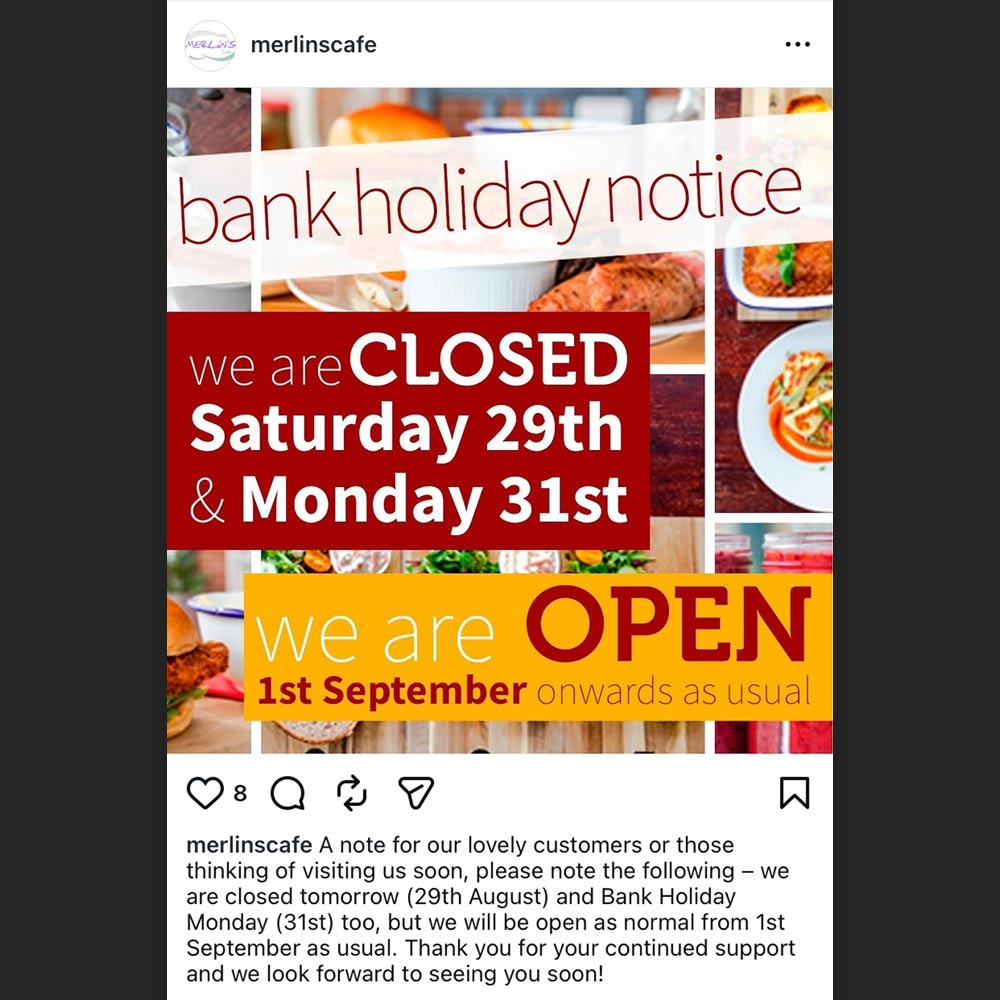Merlins Cafe Social Media Posts